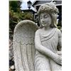 Image 3 : Cast Stone Seated Winged Angel with Flower Bouquet Memorial Garden Statue Sculpture (Approx. 25x40)