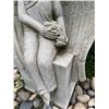 Image 4 : Cast Stone Seated Winged Angel with Flower Bouquet Memorial Garden Statue Sculpture (Approx. 25x40)