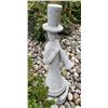 Image 1 : Hand-Carved Grey Speckled Granite Stylized Musician in Top Hat Playing Horn Garden Statue Sculpture 