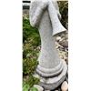 Image 3 : Hand-Carved Grey Speckled Granite Stylized Musician in Top Hat Playing Horn Garden Statue Sculpture 