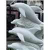Image 2 : Monumental Carved White Marble Leaping Dolphins on Ocean Waves Garden Statue Sculpture/Fountain (App