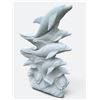 Image 1 : Monumental Carved White Marble Leaping Dolphins on Ocean Waves Garden Statue Sculpture/Fountain (App