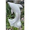 Image 1 : Carved White Marble Leaping Dolphin Garden Statue Sculpture (Approx. 38in H)