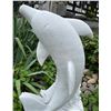 Image 4 : Carved White Marble Leaping Dolphin Garden Statue Sculpture (Approx. 38in H)