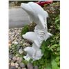 Image 2 : Carved White Marble Trio of Leaping Dolphins on Ocean Waves Garden Statue Sculpture (Approx.43in H)