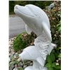 Image 4 : Carved White Marble Trio of Leaping Dolphins on Ocean Waves Garden Statue Sculpture (Approx.43in H)