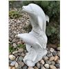 Image 2 : Carved White Marble Trio of Leaping Dolphins on Ocean Waves Garden Statue Sculpture (Approx.43in H)