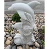 Image 2 : Carved White Marble Trio of Leaping Dolphins on Ocean Waves Garden Statue Sculpture (Approx.43in H)