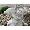 Image 4 : Carved White Marble Trio of Leaping Dolphins on Ocean Waves Garden Statue Sculpture (Approx.43in H)