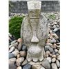 Image 1 : Carved Grey Speckled Granite Stylized Perched Falcon / Bird of Prey Garden Statue Sculpture (Approx.