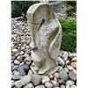 Image 3 : Carved Grey Speckled Granite Stylized Perched Falcon / Bird of Prey Garden Statue Sculpture (Approx.