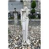 Image 1 : Carved Grey Speckled Granite Modernist Stylized Standing Maiden Garden Statue Sculpture (Approx. 80i