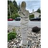 Image 4 : Carved Grey Speckled Granite Modernist Stylized Standing Maiden Garden Statue Sculpture (Approx. 80i