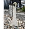 Image 1 : Carved Grey Speckled Granite Stylized Pair of Cranes Garden Statue Sculpture (Approx. 33x71)