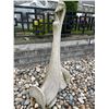 Image 3 : Carved Grey Speckled Granite Stylized Pair of Cranes Garden Statue Sculpture (Approx. 33x71)