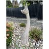 Image 1 : Grey Speckled Granite Modernist Stylized Long-Necked Cat Garden Statue Sculpture (Approx. 75in H)