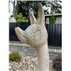 Image 2 : Grey Speckled Granite Modernist Stylized Long-Necked Cat Garden Statue Sculpture (Approx. 75in H)