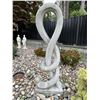 Image 1 : Grey Speckled Granite Modernist Abstract Infinity Ribbon Twist Garden Statue Sculpture (Approx. 29x8
