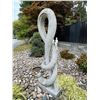 Image 2 : Grey Speckled Granite Modernist Abstract Infinity Ribbon Twist Garden Statue Sculpture (Approx. 29x8