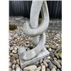 Image 4 : Grey Speckled Granite Modernist Abstract Infinity Ribbon Twist Garden Statue Sculpture (Approx. 29x8