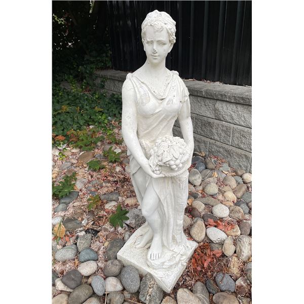 Classical Draped Maiden Holding Garment Garden Statue Sculpture (Approx. 54in H)