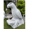 Image 1 : Carved Grey Veined White Marble Perched Eagle Garden Bench Statue Sculpture (Approx. 76x42x87)