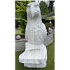 Image 2 : Carved Grey Veined White Marble Perched Eagle Garden Bench Statue Sculpture (Approx. 76x42x87)