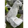 Image 3 : Carved Grey Veined White Marble Perched Eagle Garden Bench Statue Sculpture (Approx. 76x42x87)