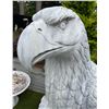 Image 4 : Carved Grey Veined White Marble Perched Eagle Garden Bench Statue Sculpture (Approx. 76x42x87)