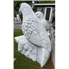 Image 6 : Carved Grey Veined White Marble Perched Eagle Garden Bench Statue Sculpture (Approx. 76x42x87)