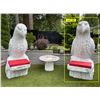 Image 7 : Carved Grey Veined White Marble Perched Eagle Garden Bench Statue Sculpture (Approx. 76x42x87)
