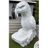 Image 2 : Carved Grey Veined White Marble Perched Eagle Garden Bench Statue Sculpture (Approx. 76x42x87)