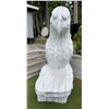 Image 3 : Carved Grey Veined White Marble Perched Eagle Garden Bench Statue Sculpture (Approx. 76x42x87)