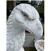 Image 4 : Carved Grey Veined White Marble Perched Eagle Garden Bench Statue Sculpture (Approx. 76x42x87)