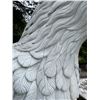 Image 5 : Carved Grey Veined White Marble Perched Eagle Garden Bench Statue Sculpture (Approx. 76x42x87)