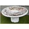 Image 1 : White Marble Round Garden Table with Bas-Relief Landscape Scene and Tree Trunk Pedestal Base (41 DIA