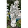 Image 1 : Classical Semi-Nude Wind Maiden / Nymph on Ornate Pedestal Garden Statue Sculpture (Approx. 74in H)