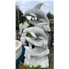 Image 1 : White Marble Pod of Leaping Dolphins Water Fountain Garden Statue Sculpture (Approx. 87in H)