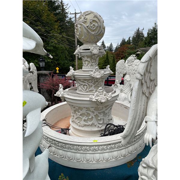 Multi-Tiered Acanthus Leaf Fountain with Finial Sphere and Large Basin (Approx. 70 DIA x 83in H)