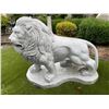Image 2 : Monumental Hand-Carved Grey Veined White Marble Prowling Lion Garden Statue Sculpture (Approx. 55x50
