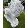 Image 3 : Monumental Hand-Carved Grey Veined White Marble Prowling Lion Garden Statue Sculpture (Approx. 55x50