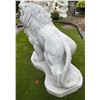Image 4 : Monumental Hand-Carved Grey Veined White Marble Prowling Lion Garden Statue Sculpture (Approx. 55x50