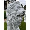 Image 5 : Monumental Hand-Carved Grey Veined White Marble Prowling Lion Garden Statue Sculpture (Approx. 55x50