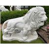 Image 1 : Monumental Hand-Carved Grey Veined White Marble Prowling Lion Garden Statue Sculpture (Approx. 55x50