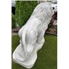 Image 2 : Monumental Hand-Carved Grey Veined White Marble Prowling Lion Garden Statue Sculpture (Approx. 55x50