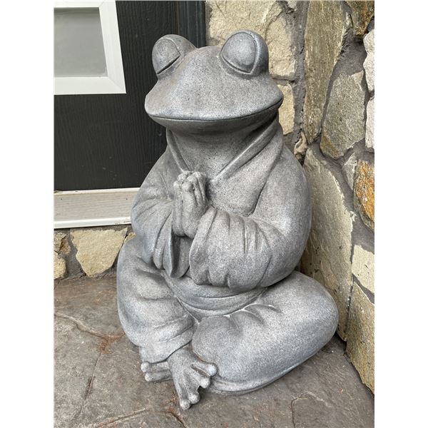 Cast Stone Meditating Yoga Frog in Robe Garden Statue Sculpture