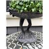 Image 4 : Cast Bronze Finish Resin Standing Frog Holding Faux Boxwood Topiary Garden Statue Sculpture