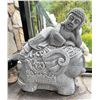 Image 1 : Cast Stone Resting Reclining Buddha on Ornate Elephant Garden Statue Sculpture