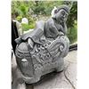 Image 2 : Cast Stone Resting Reclining Buddha on Ornate Elephant Garden Statue Sculpture
