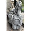 Image 3 : Cast Stone Resting Reclining Buddha on Ornate Elephant Garden Statue Sculpture